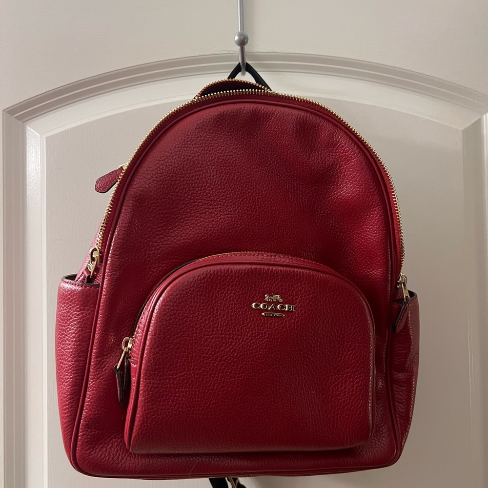 Coach Cherry Red Leather Backpack